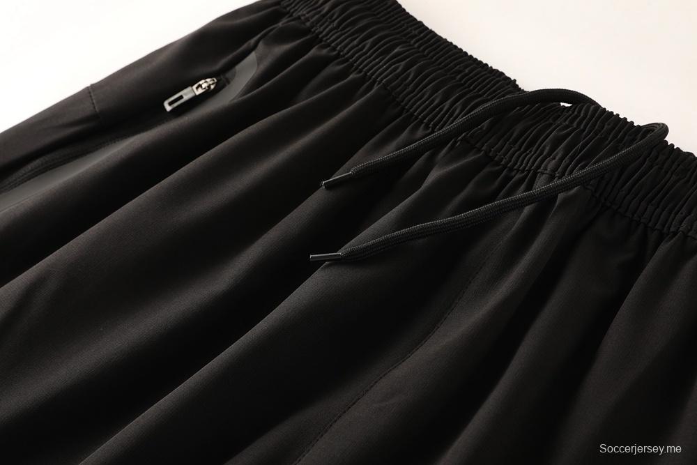 2025 أديداس 2025 سترة سوداء بنصف سحاب أسود + سروال طويل S-2XL