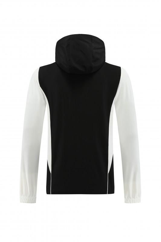 2025 أديداس 2025 جاكيت أسود نصف سحاب أبيض أسود + بنطلون طويل S-2XL