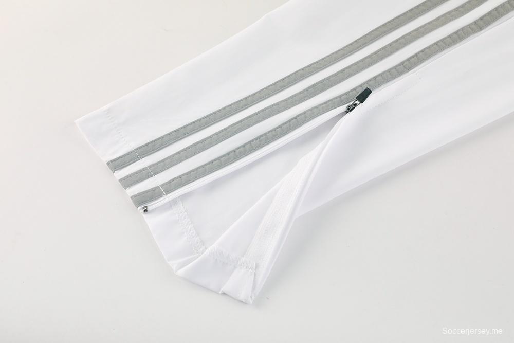 25/26 ريال مدريد جاكيت أبيض نصف سحاب + بنطلون طويل S-3XL