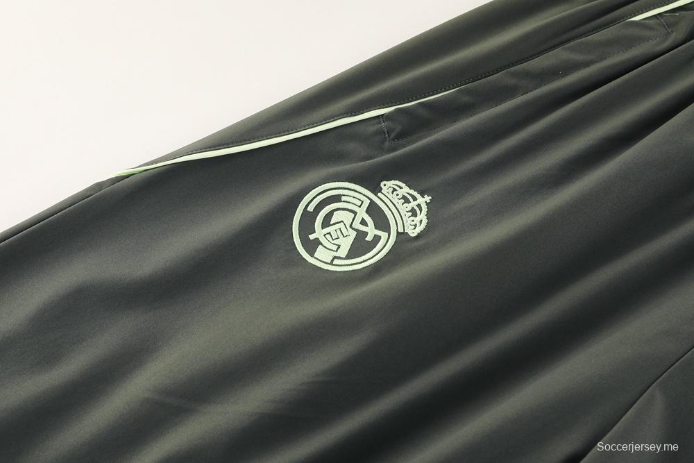 25/26 ريال مدريد جاكيت أخضر داكن نصف سحاب أخضر + بنطلون طويل S-3XL