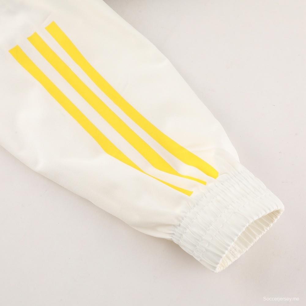 2025 أديداس 2025 جاكيت أسود نصف سحاب أبيض أسود + بنطلون طويل S-2XL