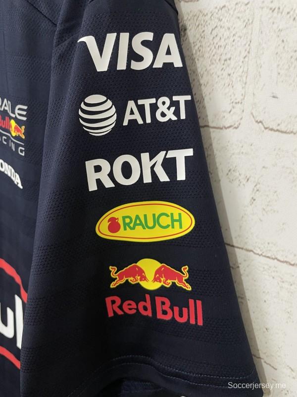 تي شيرت 2026 سباق الفورمولا 1 أوراكل ريد بول باللون الكحلي مع خطوط حمراء