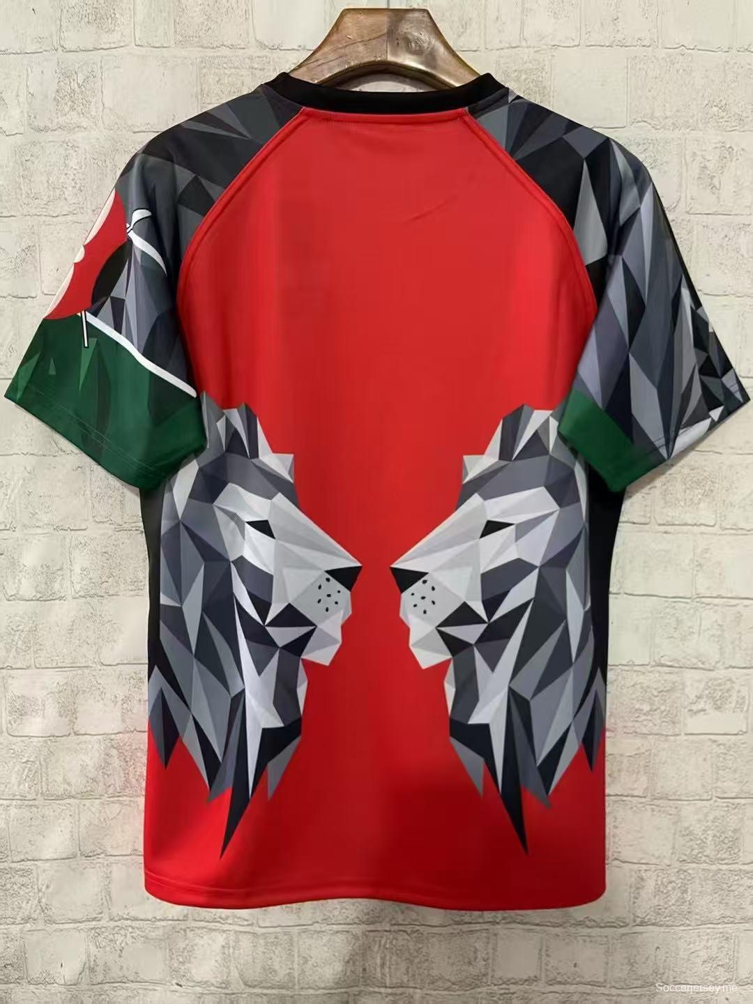 2026 قميص أسد كينيا الأحمر الهندسي 2026