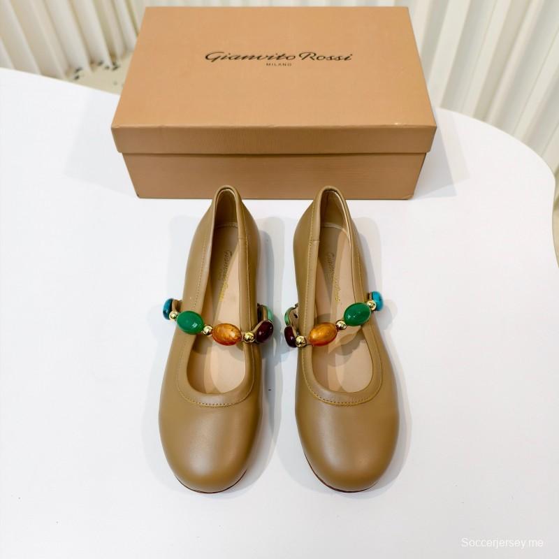 Gianvito Rossi Bohemian Style Turquoise Flat Ballet Shoes - LY00320