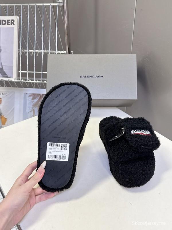 Balenciaga 2025/SS Couple Edition Coca-Cola Logo Furry Slippers - KFY00230