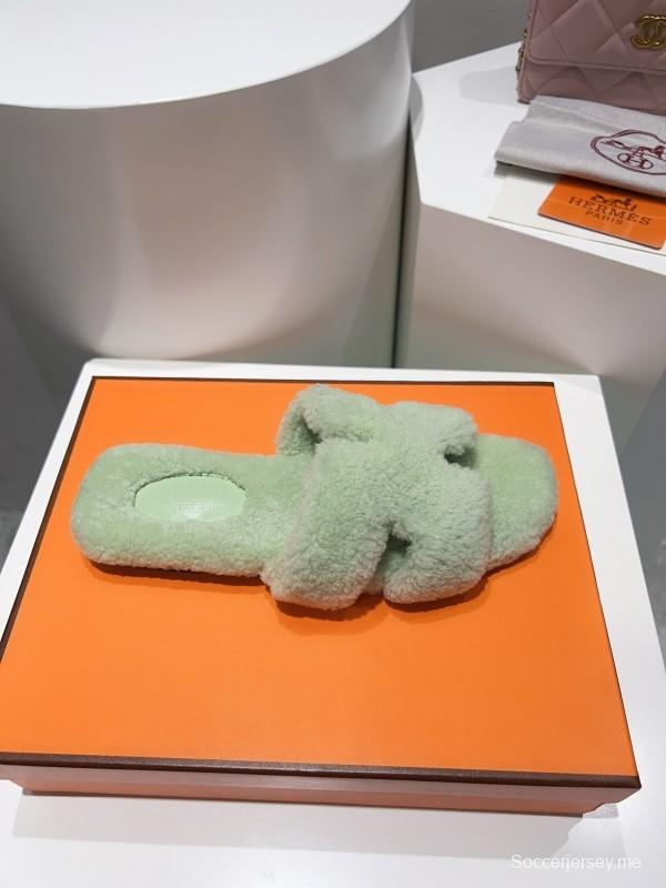 H Teddy Wool H Slippers Flat Sole Winter Edition - LY00240