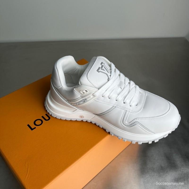 حذاء Lv الجلدي برباط مستدير من الأمام والرباط فوق الحذاء المسطح المسطح الكاجوال المسطح - YC