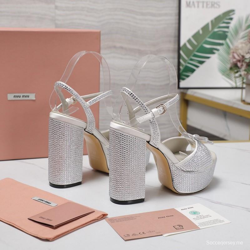 صندل بلينج بلينج سواروفسكي بكعب 11.5 سم من ميو ميوبيو - KFY00340