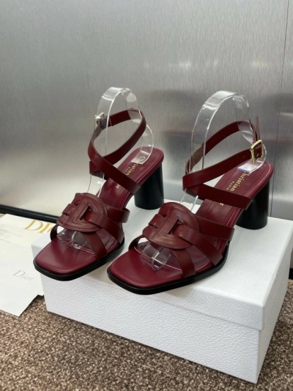 حذاء ديور D-Club D-Club جيلي ملون مجوف بحزام متقاطع ذو كعب عالٍ نسائي - KFY00290