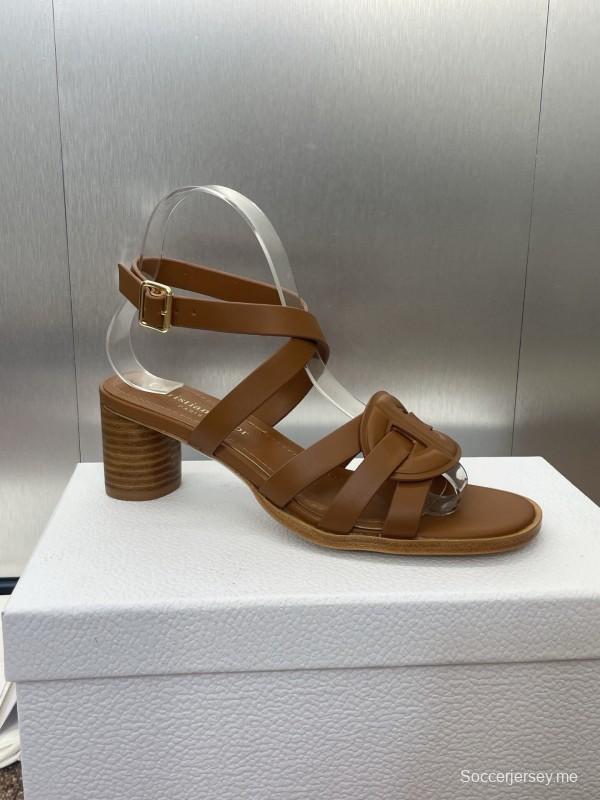 حذاء ديور D-Club D-Club جيلي ملون مجوف بحزام متقاطع ذو كعب متوسط للنساء - KFY00290