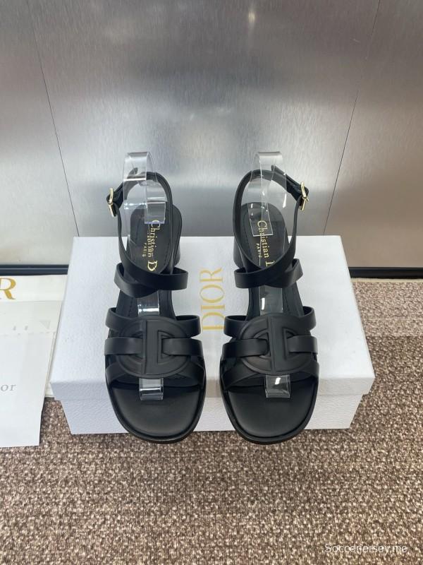 حذاء ديور D-Club D-Club جيلي ملون مجوف بحزام متقاطع ذو كعب متوسط للنساء - KFY00290