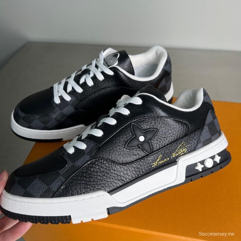 مجموعة لويس فويتون 2025 لربيع وصيف 2025 أحذية رياضية فاخرة مقلدة بجلد العجل الإيطالي وشعار توقيع لويس فويتون - YC