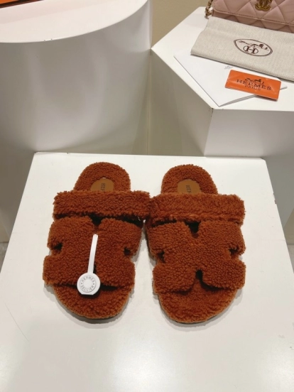 H Love Uncle Full Fur Slippers with Grain Fur Texture - LY00300