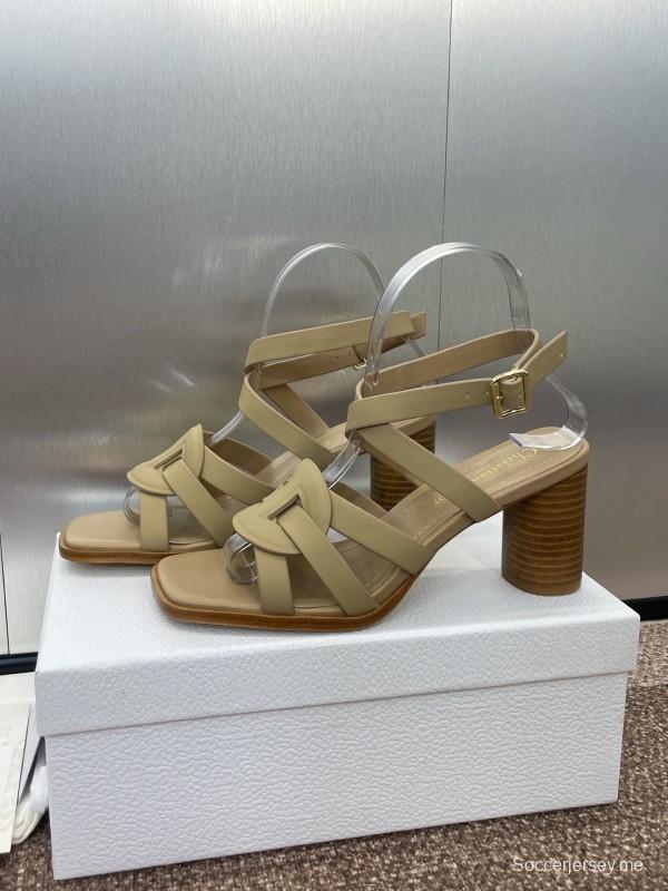 حذاء ديور D-Club D-Club جيلي ملون مجوف بحزام متقاطع ذو كعب عالٍ نسائي - KFY00290