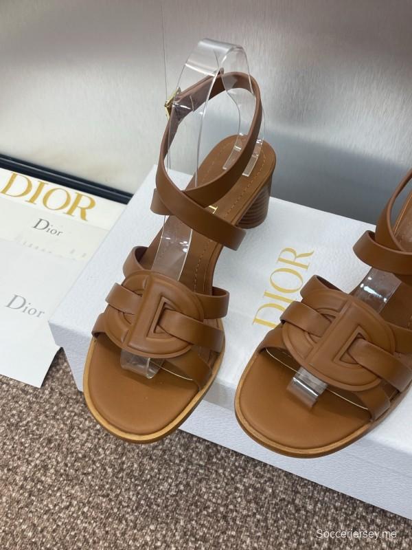 حذاء ديور D-Club D-Club جيلي ملون مجوف بحزام متقاطع ذو كعب متوسط للنساء - KFY00290