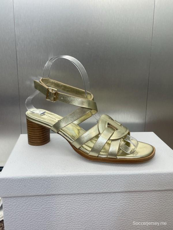 حذاء ديور D-Club D-Club جيلي ملون مجوف بحزام متقاطع ذو كعب متوسط للنساء - KFY00290