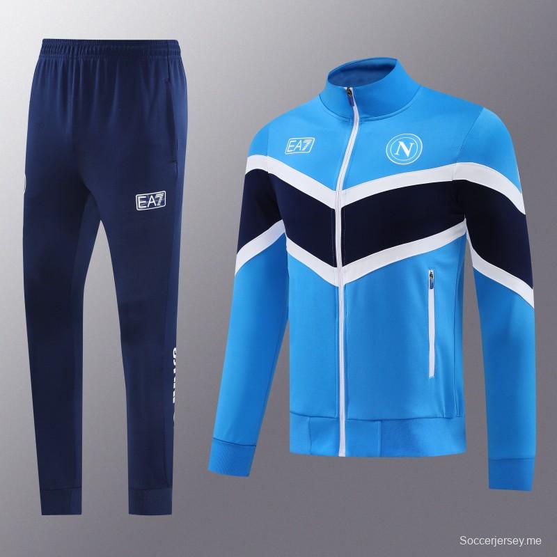 25/26 نابولي أزرق/أسود أزرق/أسود سترة بسحاب كامل + بنطلون طويل