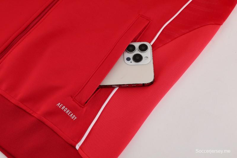 2025 أديداس 2025 جاكيت أحمر كامل بسحاب + بنطلون طويل