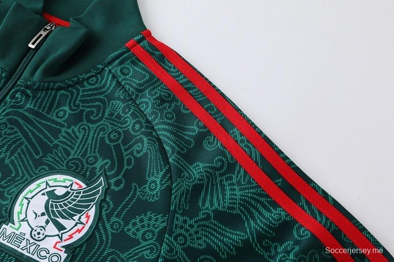 2025 مكسيكو 2025 جاكيت أخضر بسحاب كامل + بنطلون طويل