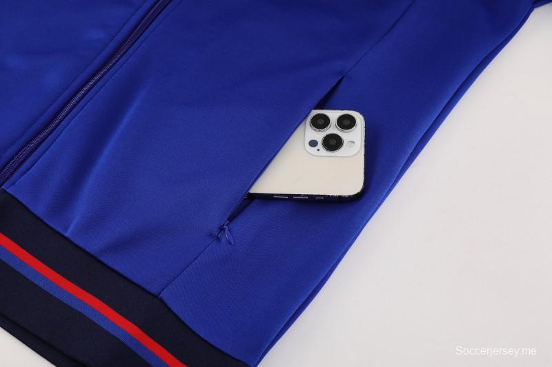 25/26 أولمبيك ليون/أولمبيك ليون أزرق سحاب كامل سترة + بنطال طويل