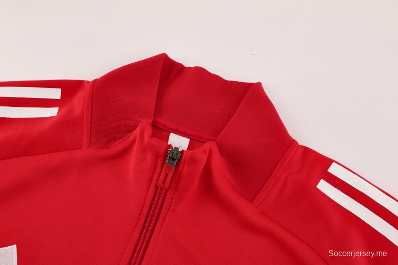 2025 أديداس 2025 جاكيت أحمر كامل بسحاب + بنطلون طويل