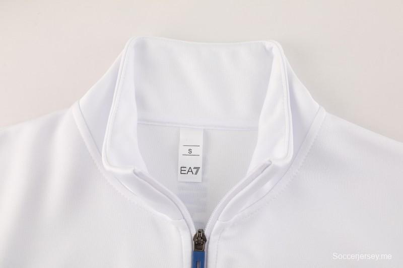 25/26 نابولي جاكيت أبيض بسحاب كامل + بنطلون طويل + بنطلون طويل