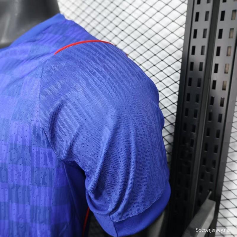 إصدار اللاعب 2026 قميص كرواتيا 2026 أزرق بنقشة رقعة الشطرنج الرقيقة