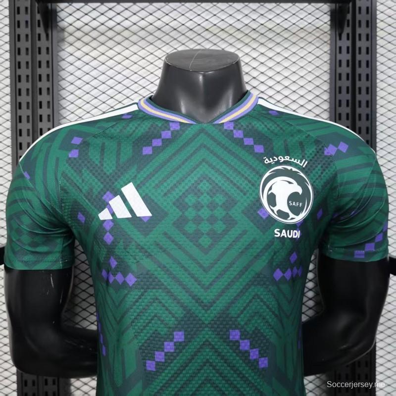 إصدار اللاعب 2026 قميص المنتخب السعودي 2026 أخضر اللون الأخضر بنقشة الماس الهندسية