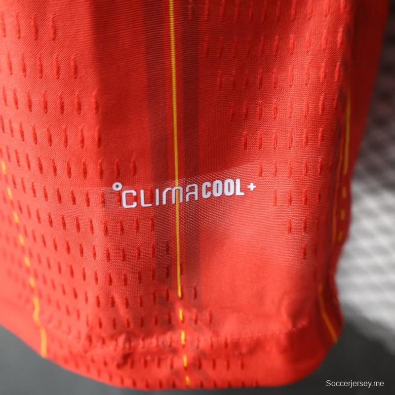 نسخة اللاعب 2026 قميص منتخب إسبانيا 2026 بأكمام طويلة أحمر بنقشة خطوط عمودية