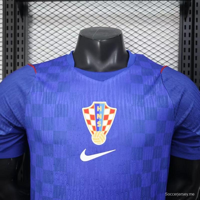 إصدار اللاعب 2026 قميص كرواتيا 2026 أزرق بنقشة رقعة الشطرنج الرقيقة