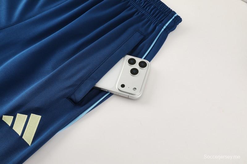 25/26 أديداس سترة رياضية بسحاب كامل أزرق كحلي + بنطلون طويل + سترة رياضية + بنطلون طويل