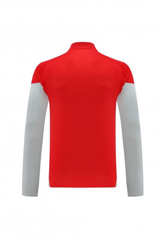 25/26 أديداس سترة رياضية بسحاب كامل أحمر/أبيض + بنطلون طويل + جاكيت أديداس أحمر/أبيض