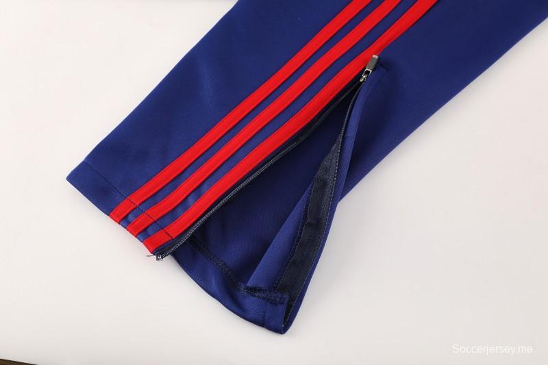 25/26 نادي أرسنال لكرة القدم جاكيت أزرق ملكي بسحاب كامل + بنطلون طويل + سترة رياضية + بنطلون طويل