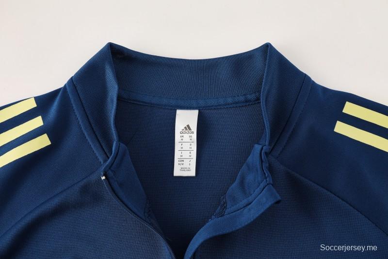 25/26 أديداس سترة رياضية بسحاب كامل أزرق كحلي + بنطلون طويل + سترة رياضية + بنطلون طويل