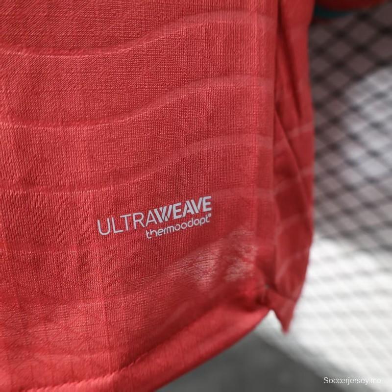 نسخة اللاعب 2026 قميص منتخب البرتغال بأكمام طويلة باللون الأحمر بنقشة موجات أفقية
