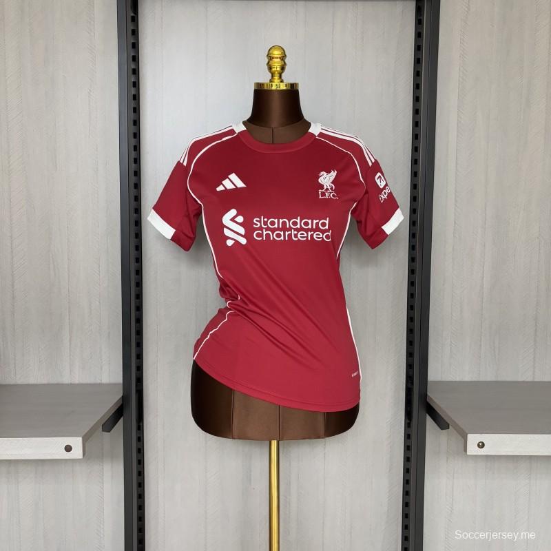 25/26 سيدات ليفربول للسيدات قميص المنزل ليفربول هوم جيرسي