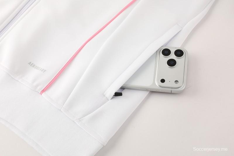 25/26 يوفنتوس جاكيت رياضي أبيض بسحاب كامل + بنطلون طويل + جاكيت يوفنتوس أبيض