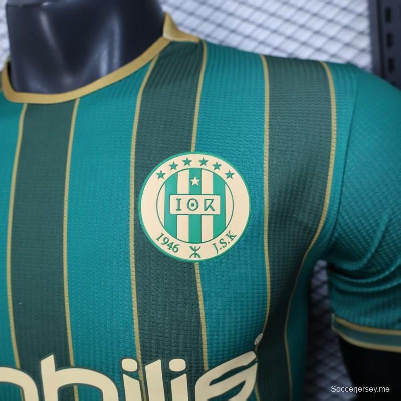 25/26 نسخة اللاعب شبيبة القبائل نسخة شبيبة القبائل القميص ذو الخطوط العمودية الخضراء الصفراء