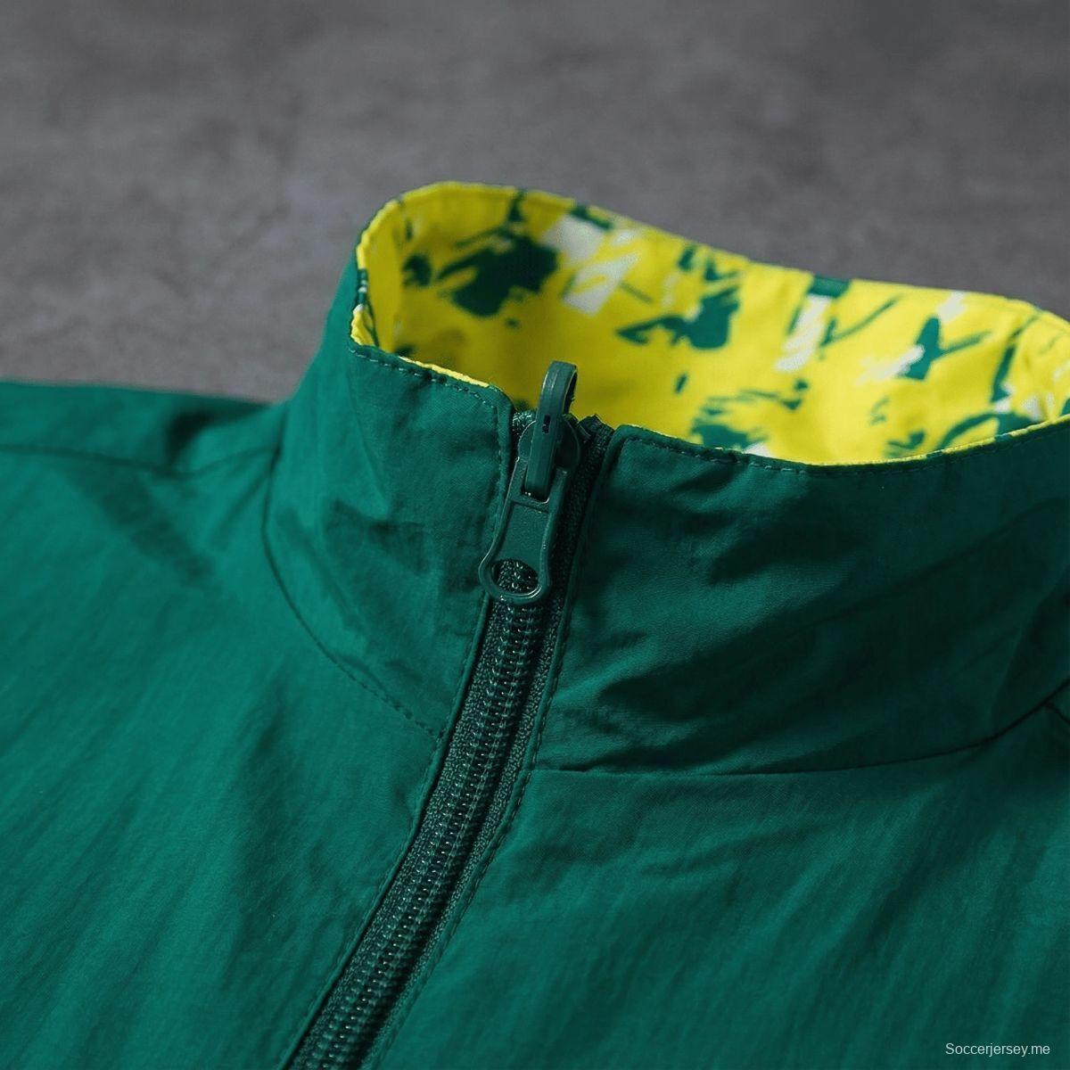 2026 ريال بيتيس سترة خضراء وصفراء قابلة للانعكاس بسحاب كامل