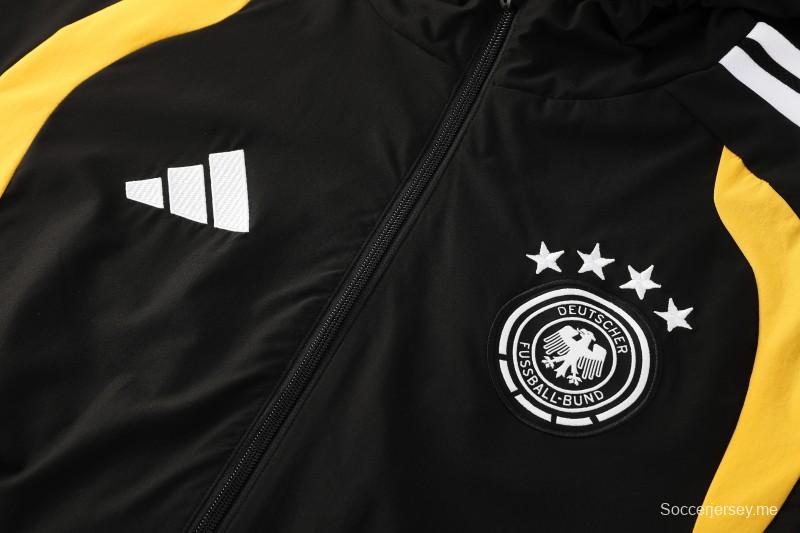 2026 ألمانيا هودي أسود بزر سحاب كامل وسترة واقية من الرياح + بنطال طويل