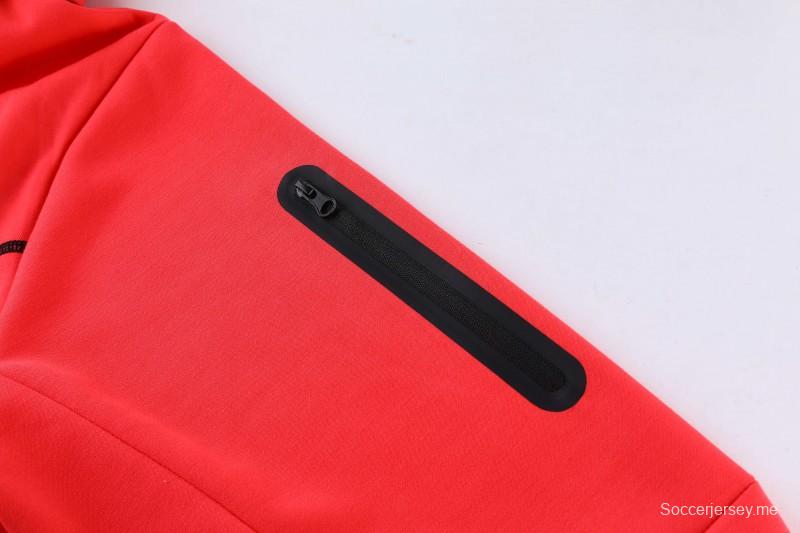 26/27 طقم رياضي من ليفربول باللون الأحمر مع سترة بغطاء رأس وسحاب كامل + بنطال طويل