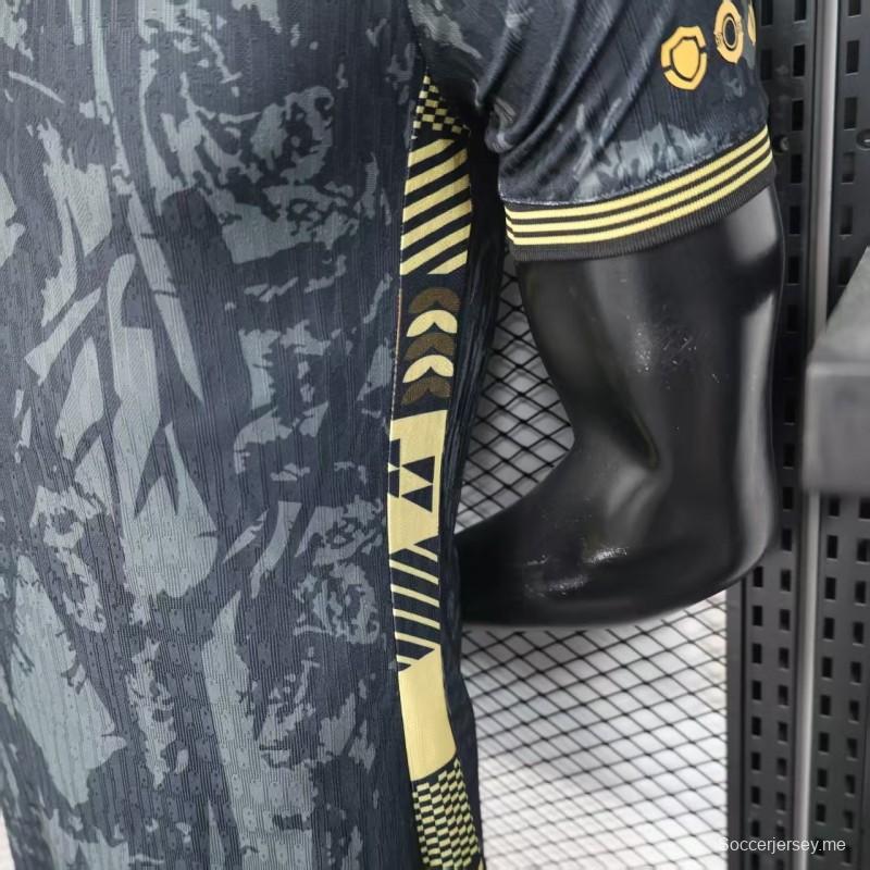 2026 نسخة اللاعبين البرتغال رمادي غامق مع نمط رسومي تجريدي قميص