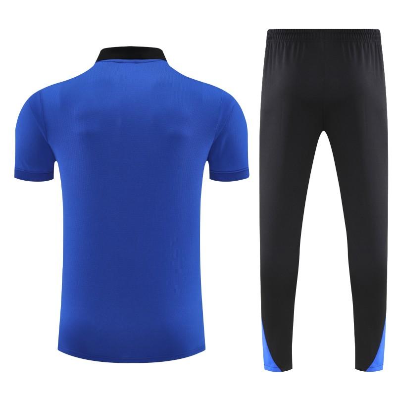26/27  طقم رياضي من إنتر ميلان: قميص بولو أزرق للتدريب + بنطال طويل أسود