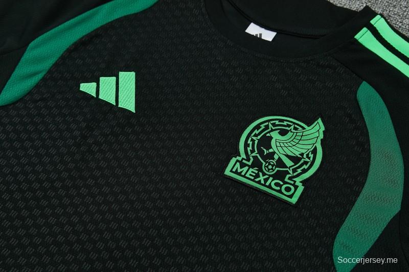 26/27 قميص مكسيكي أسود بأكمام قصيرة + شورت كرة قدم