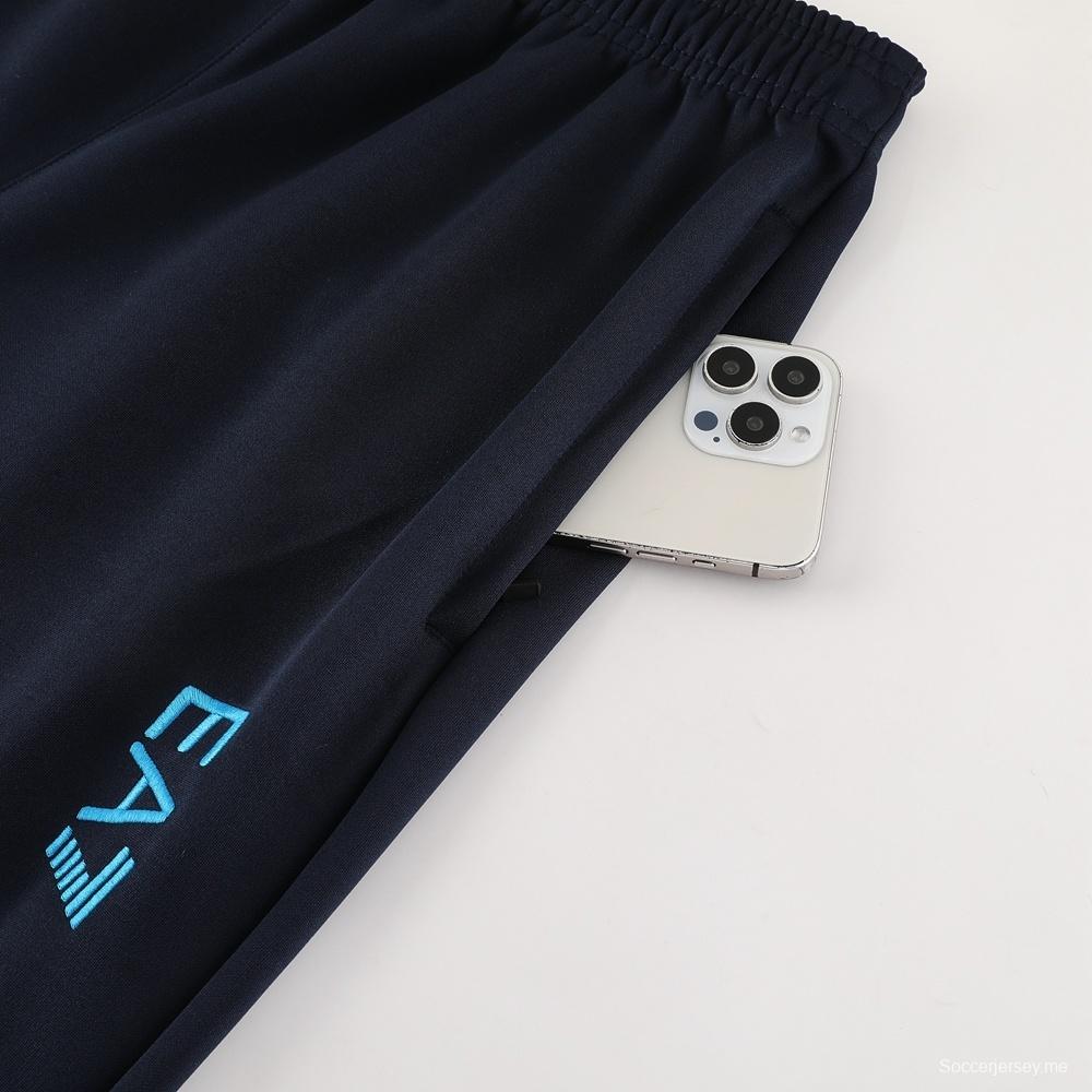 26/27 نابولي أزرق داكن  طقم رياضي مع سترة بسحاب كامل + بنطال طويل