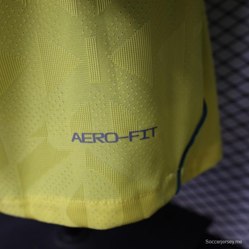 قميص اللاعب نسخة 2026 البرازيل  أصفر بنقشة هندسية - قميص المباراة الرئيسية بأكمام طويلة