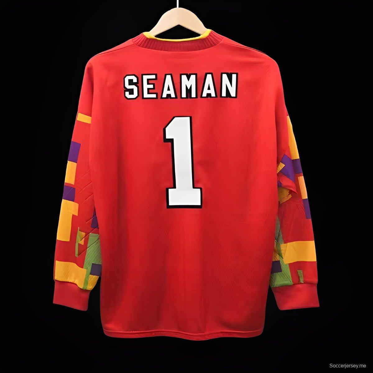 قميص ريترو 1996 إنجلترا بأكمام طويلة حمراء لحارس مرمى إنجلترا 1996
