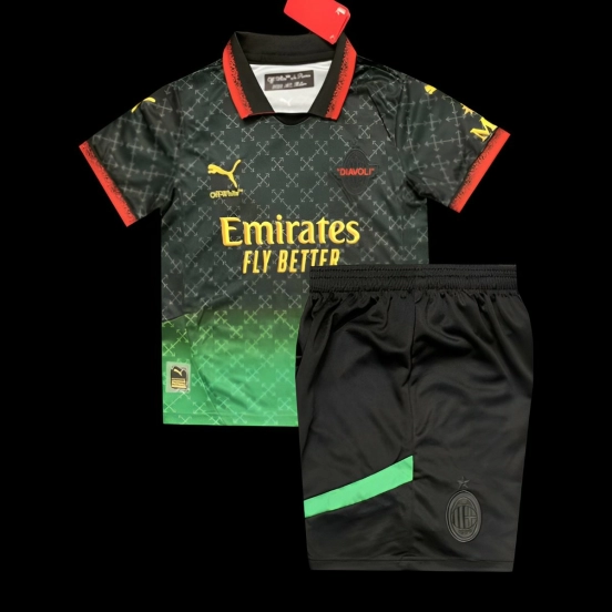 25/26 أطفال ميلان × أوف وايت قميص أسود خاص من فورث سبيشال 25/26