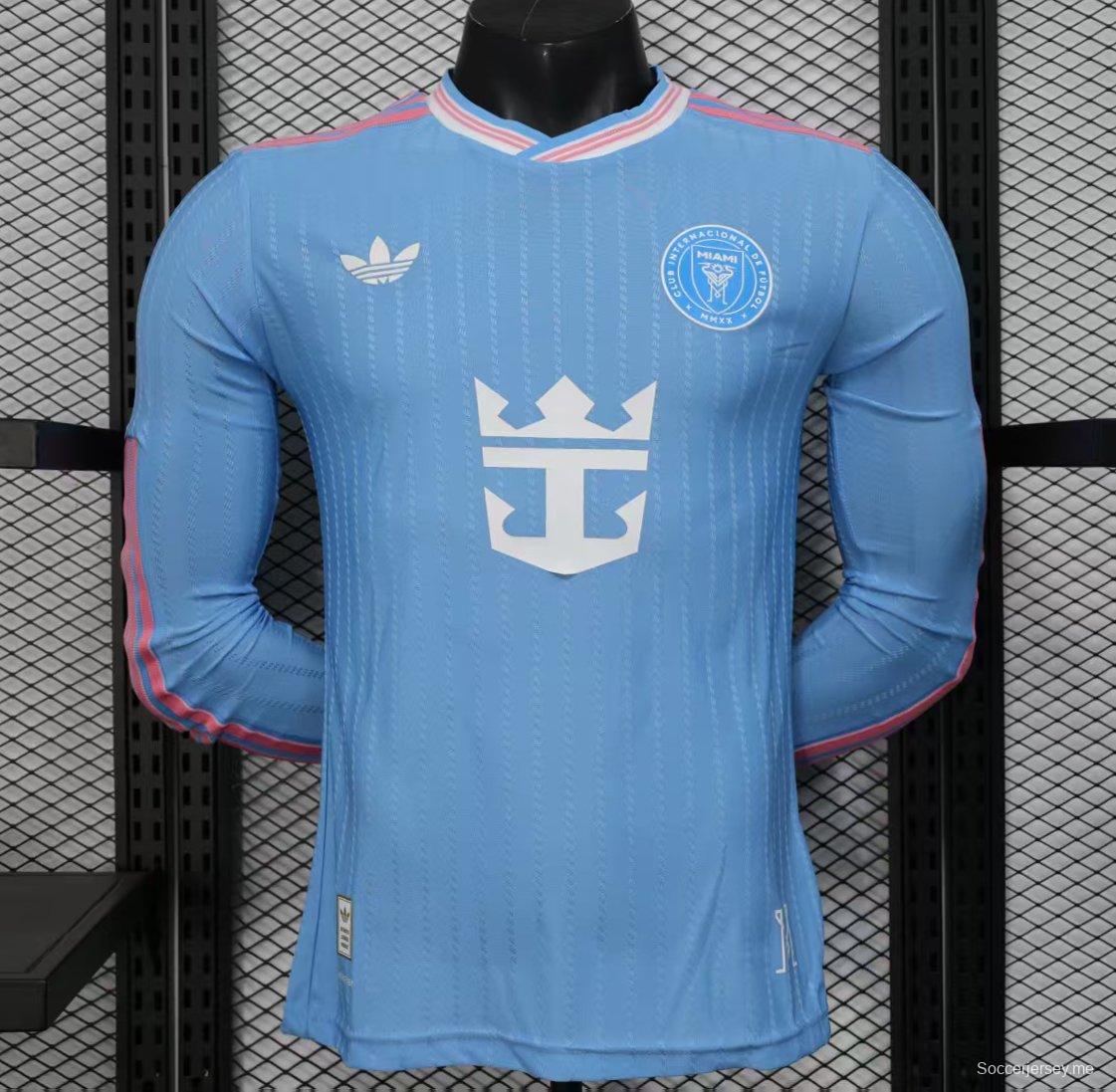 إصدار اللاعب 25/26 قميص بأكمام طويلة طويلة الأكمام أزرق اللون أزرق اللون أزرق ثالث