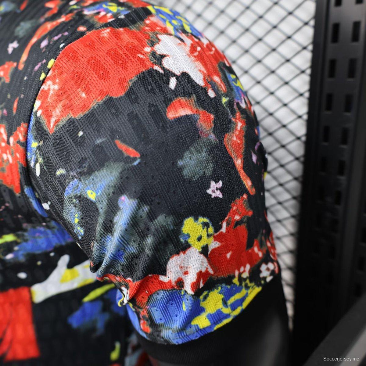 إصدار اللاعب 2025 قميص البرازيل 2025 أسود مع عمل فني ليسوع المسيح